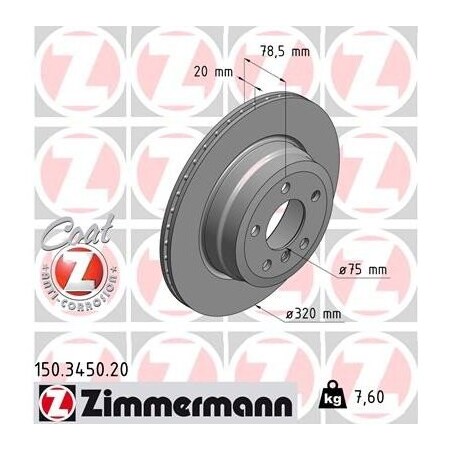 Zimmermann Brake Disc - Standard/Coated, 150345020 150345020
